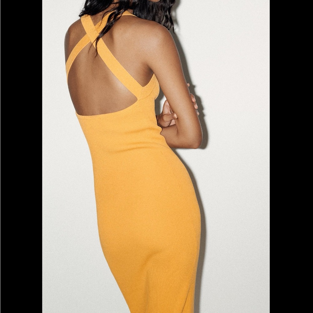 NWT Zara Knit Yellow Maxi Dress size XS